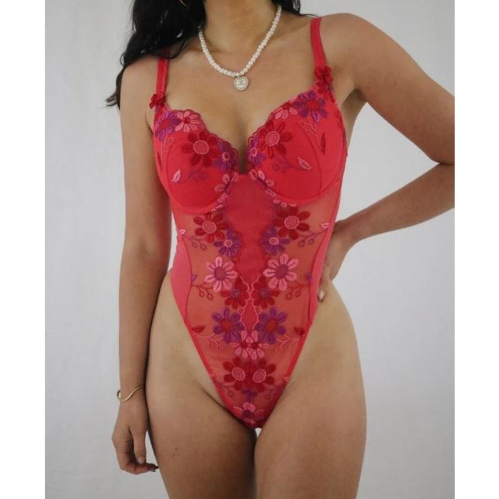 NWT Victoria's Secret Petal Pink Floral Sexy Teddy Lingerie Underwire 36D